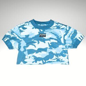 Adidas Light Blue Camo Cropped Tee – (Small)